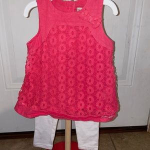 Calvin Klein Jeans Set Pink Crochet Top & Pants with Pink Buttons 18 Months